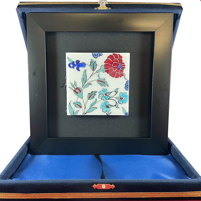 Nar Çiçeği Desenli Çini Plaket - 1