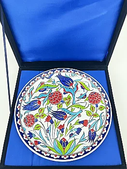Osmanlı Çiçek Bahçesi Motifli 25 cm İznik Çini Tabak - 3