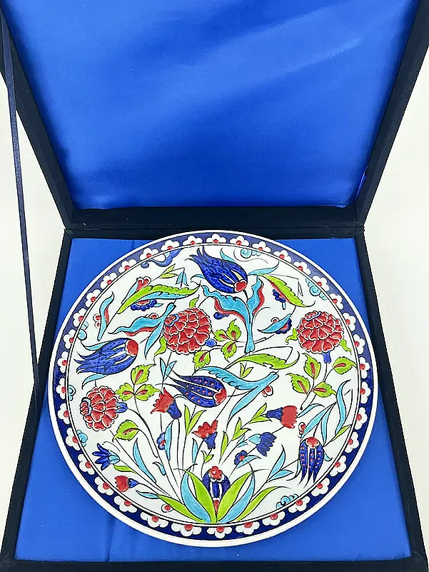 Osmanlı Çiçek Bahçesi Motifli 25 cm İznik Çini Tabak - 3
