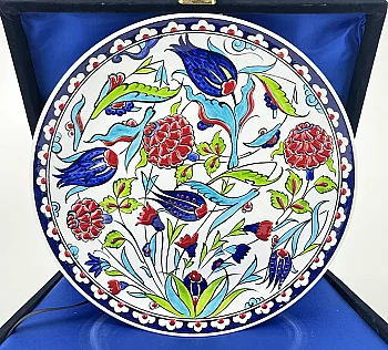 Osmanlı Çiçek Bahçesi Motifli 25 cm İznik Çini Tabak - 1