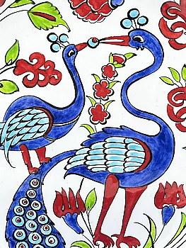 Paradise Cennet Kuşları Motifli 25 cm İznik Çini Tabak - 2
