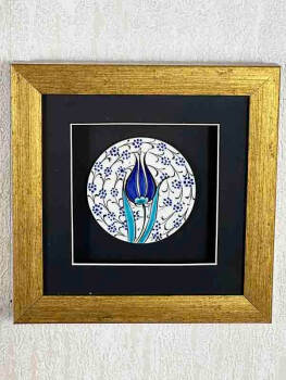 Plaque en céramique d’Iznik motif tulipe bleue - 5