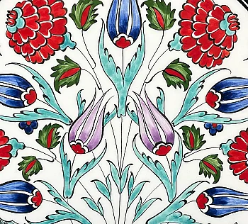 Pomegranate of Abundance & Tulips Iznik Ceramic Plate, 30 cm - 3