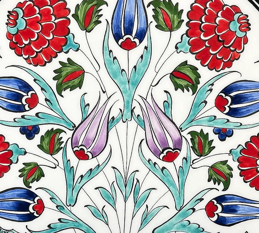 Pomegranate of Abundance & Tulips Iznik Ceramic Plate, 30 cm - 3