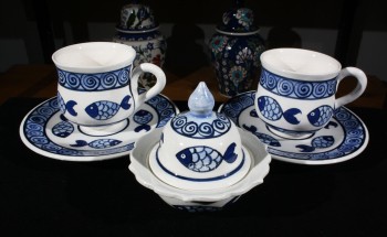 Sazan Motifli Çini Kahve Seti - Çini Evi