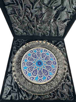 Selçuklu yıldızı Motifli Gümüş Tabak 25cm - 2