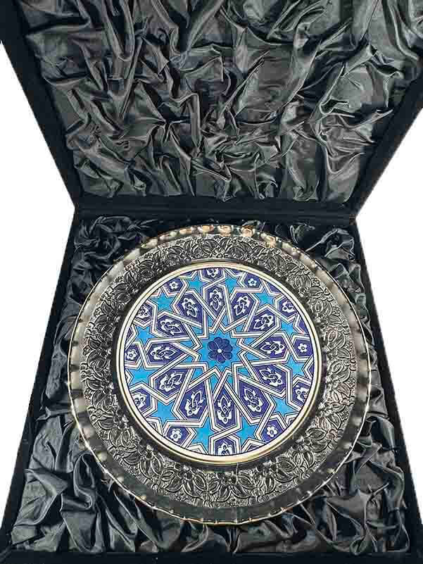 Selçuklu yıldızı Motifli Gümüş Tabak 25cm - 2
