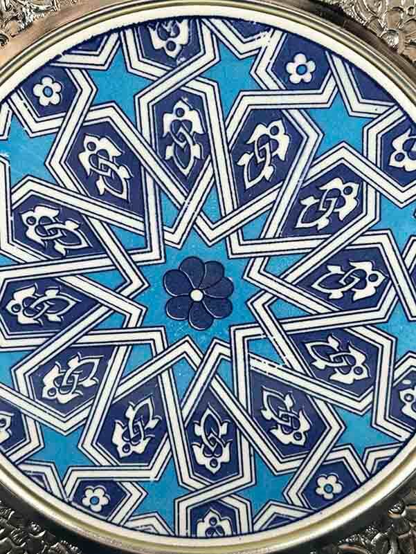 Selçuklu yıldızı Motifli Gümüş Tabak 25cm - 3