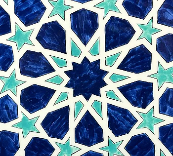 Seljuk Star-Inspired Iznik Ceramic Plate, 30 cm – Cobalt & Turquoise - 3
