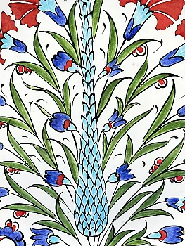 Selvi ve Karanfil Motifli 25 cm İznik Çini Tabak - 2