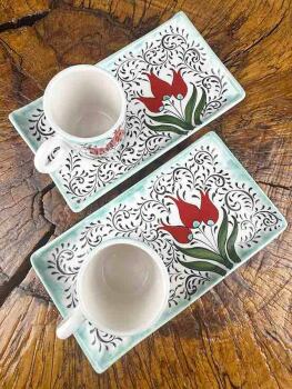 Set de présentation pour café d’Iznik à trois tulipes rouges – présentation élite - 3