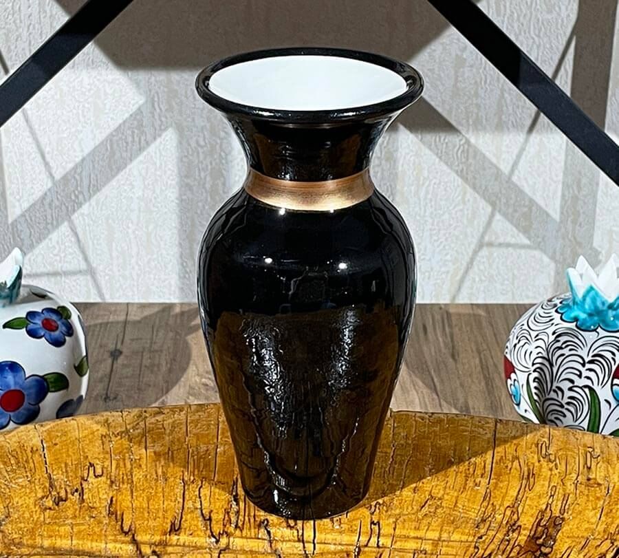 Siyah İznik Vazo 18 cm - 1