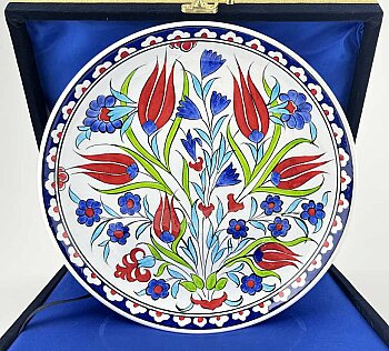 Söz-Nişan-Düğün Hediyesi, 25cm İznik Çini Tabak - Çini Evi