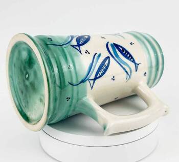 Turkuaz Deniz Motifli Kulplu Seramik Kupa - 2