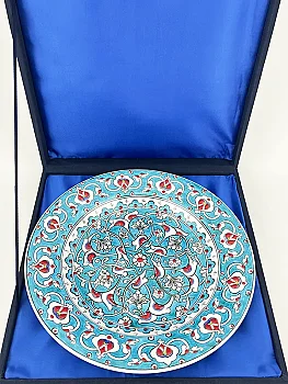 Turquoise Rumi Iznik Ceramic Decorative Plate, 30 cm - 3