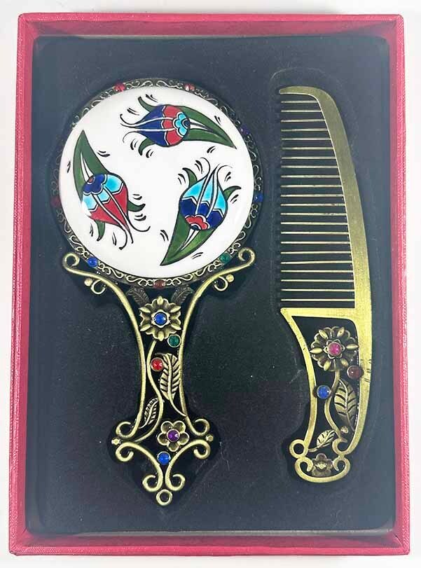 Üç Lale Taraklı Ayna Seti - 1