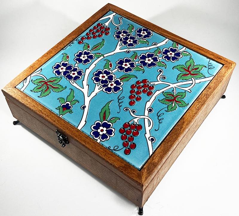 Üzüm Salkımı Desen Ahşap Takı Kutusu - 1