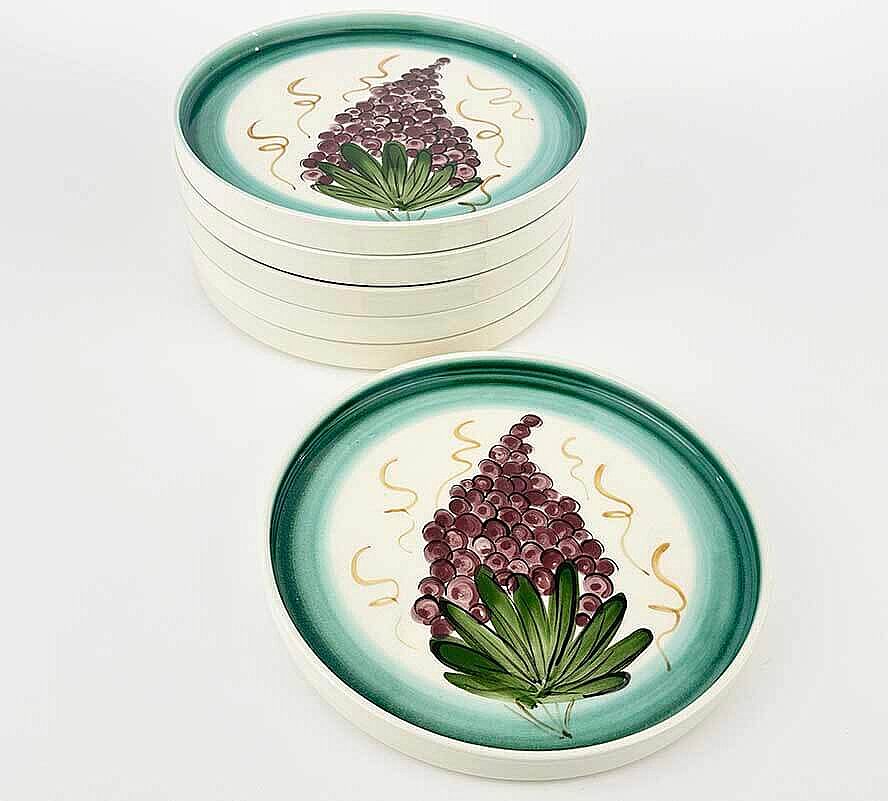 Üzüm Salkımı Desenli 6’lı Seramik Servis Tabağı Seti 19 cm - 2