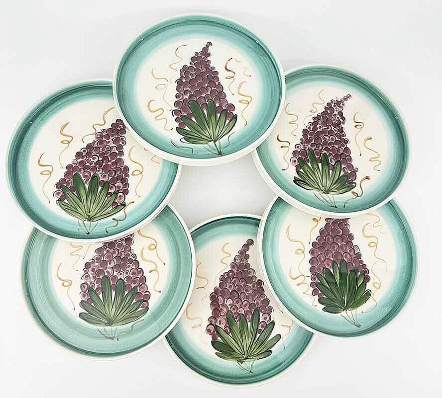 Üzüm Salkımı Desenli 6’lı Seramik Servis Tabağı Seti 19 cm - 1