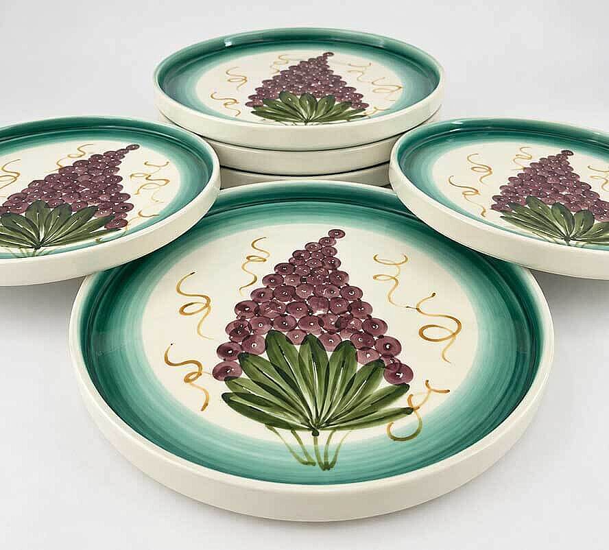 Üzüm Salkımı Desenli 6’lı Seramik Servis Tabağı Seti 19 cm - 3