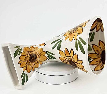 Van Gogh Esintisi Ayçiçeği Çini Gramofon – Doğal Rezonans Ses Yükseltici - 2