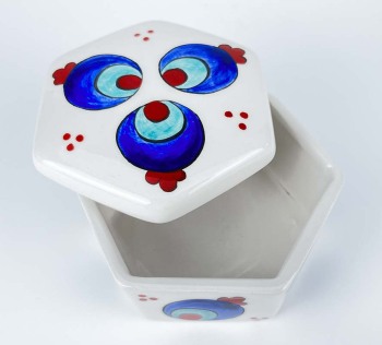 Sechseckige Keramikdose mit Çintemani-Dekor – Geschenk für Väter - 2