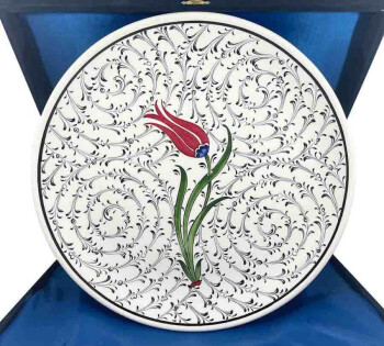 VIP Haliç ve Çiçek Bahçesi İznik Çini Tabak 30cm - Çini Evi