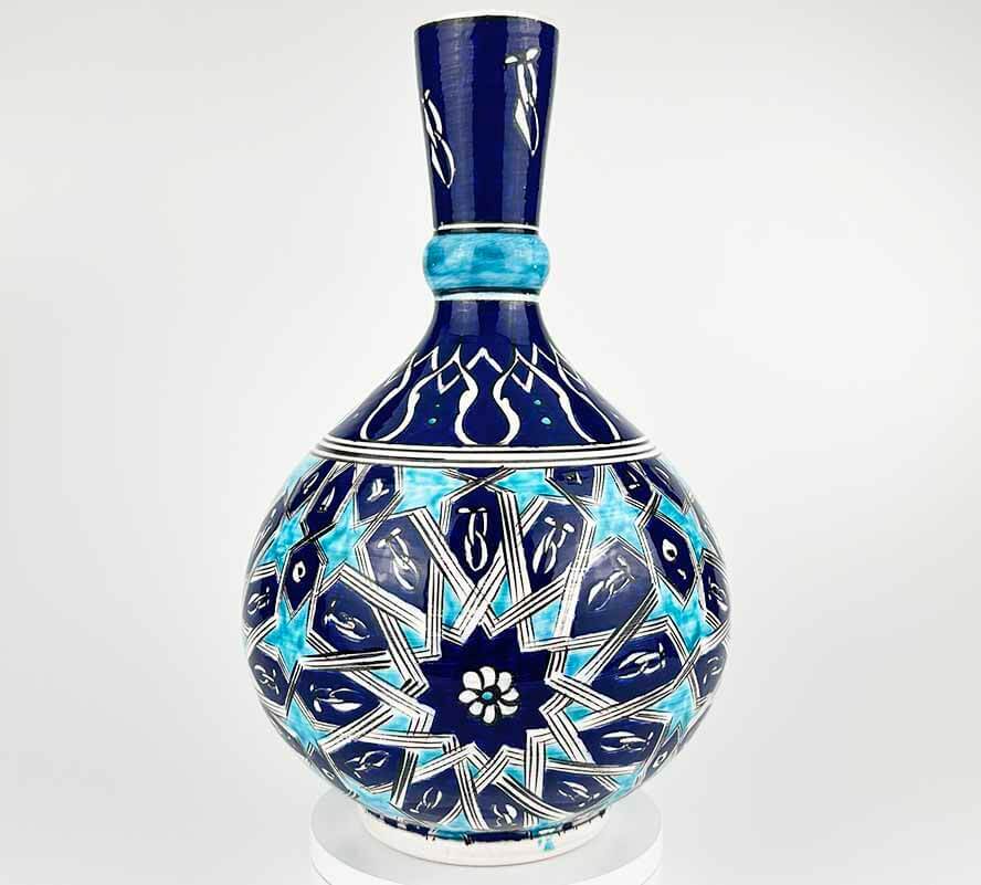 Vip Hediye Selçuklu Yıldızı Motifli İznik Çini Vazo - 1
