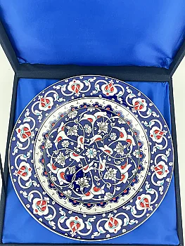 Vip Kurumsal Hediye, Kobalt Rumi Motifli 30 cm İznik Çini Tabak - 3