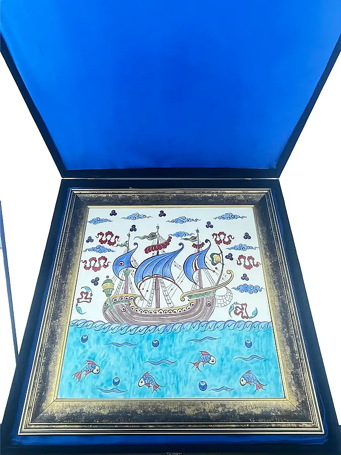 VIP Makam Hediyesi, Osmanlı Kalyonu Motifli İznik Çini Pano - 3