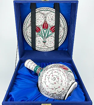 Yabancı Müşteriye VIP Hediye İznik Çini Vazo Tabak Seti - 2