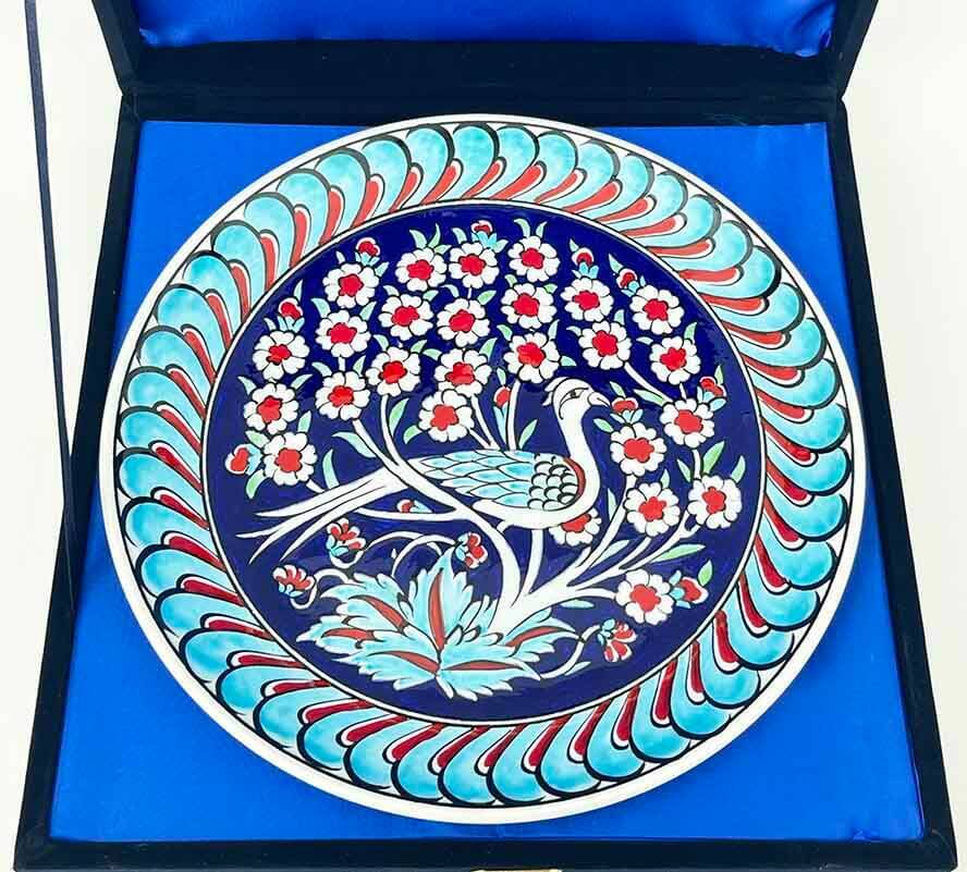 Yeni Ev Hediyesi Tavus Kuşu ve Hayat Ağacı İznik Çini Tabak 25 cm - 2