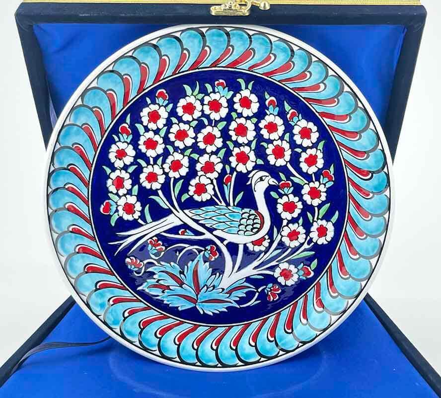 Yeni Ev Hediyesi Tavus Kuşu ve Hayat Ağacı İznik Çini Tabak 25 cm - 1