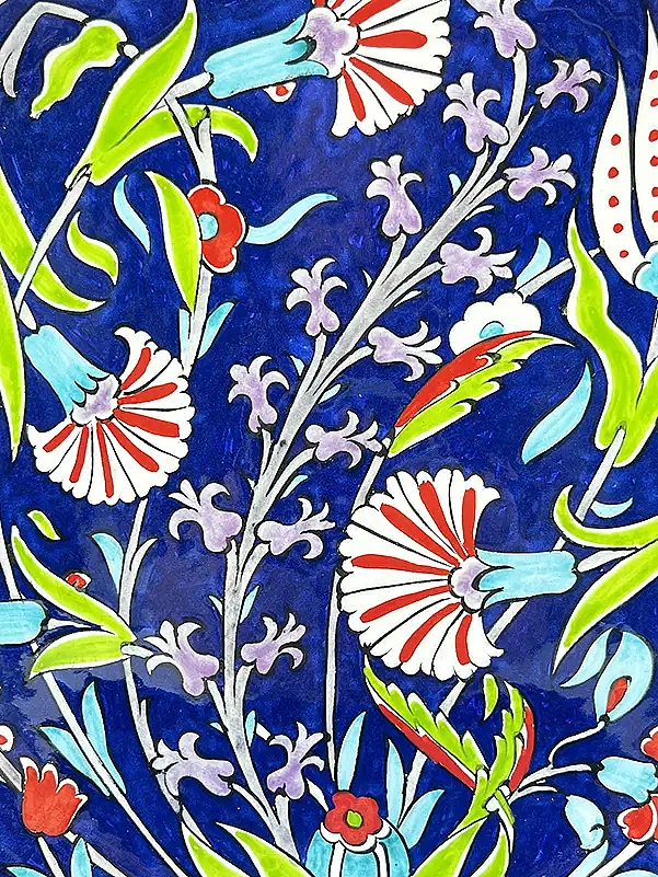 Yeni İş Hediyesi, Kobalt Saray Bahçesi Motifli 25 cm İznik Çini Tabak - 2