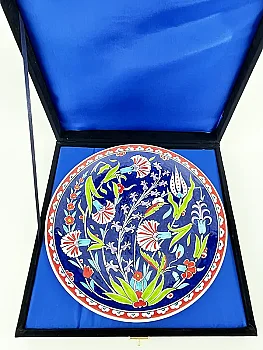 Yeni İş Hediyesi, Kobalt Saray Bahçesi Motifli 25 cm İznik Çini Tabak - 3