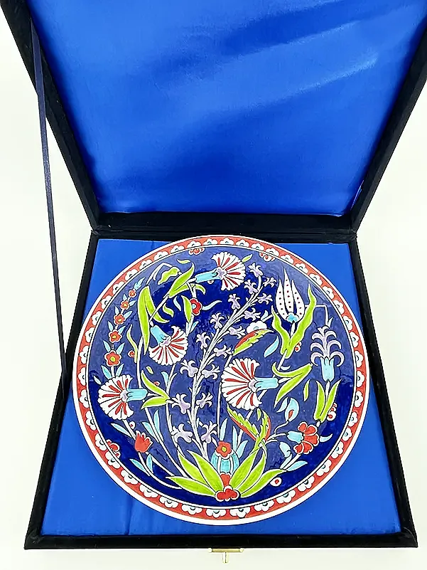 Yeni İş Hediyesi, Kobalt Saray Bahçesi Motifli 25 cm İznik Çini Tabak - 3
