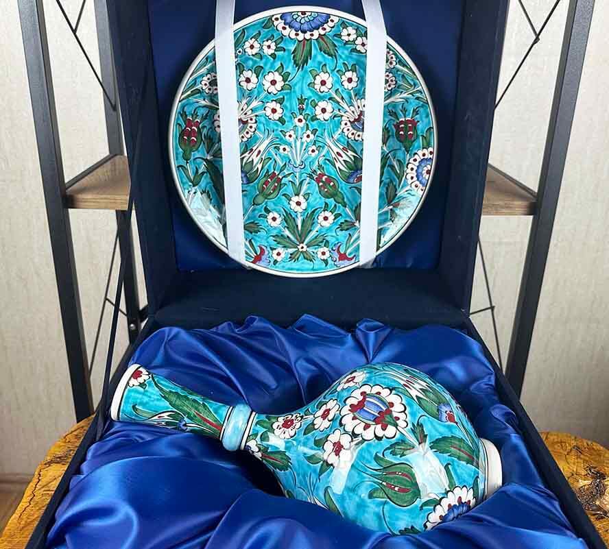 Yeni İş - Terfi Hediyesi Vip İznik Çini Vazo Tabak Seti - 4