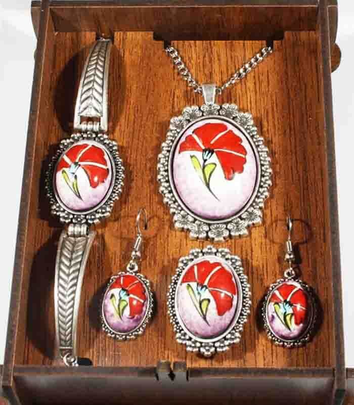Yıl Dönümü Hediyesi İznik Çini Takı Seti - 1