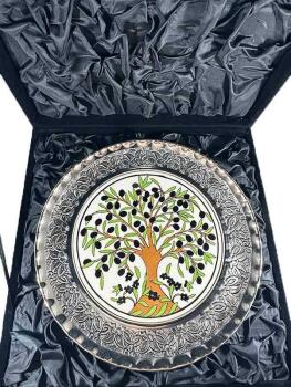 Zeytin Ağacı Desenli Gümüş Tabak - 3