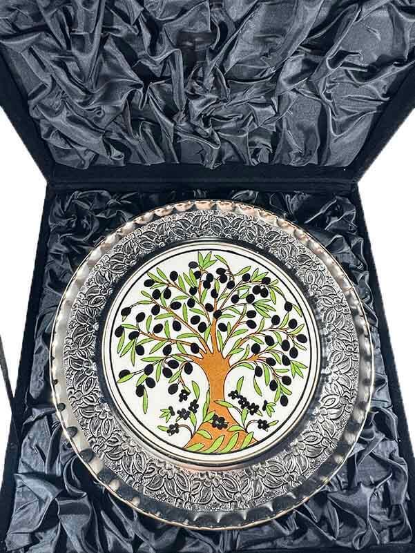 Zeytin Ağacı Desenli Gümüş Tabak - 3