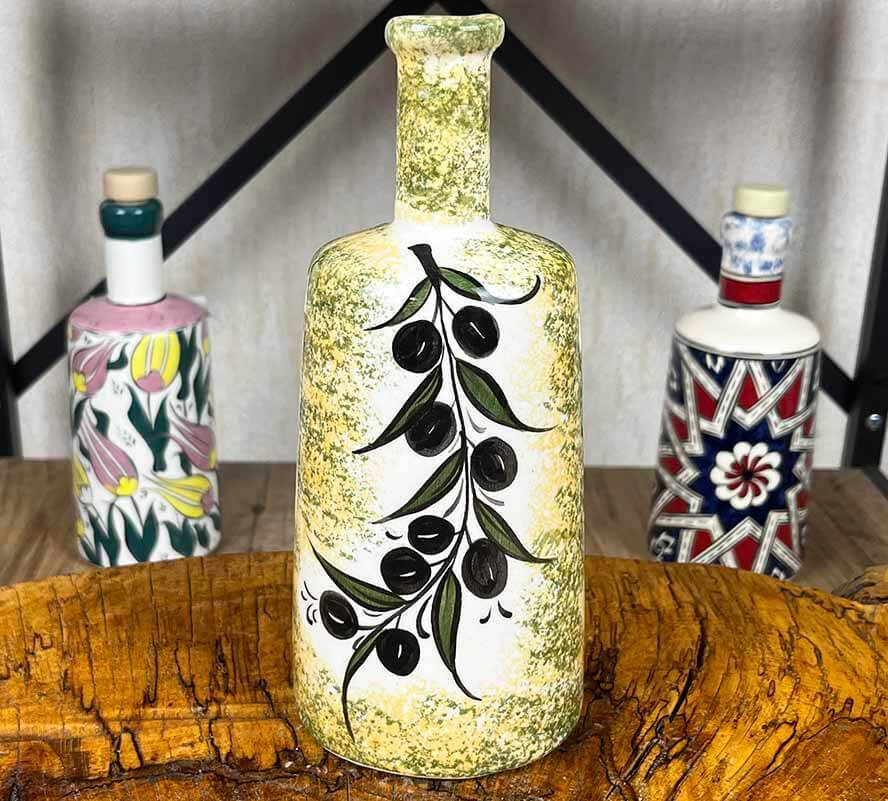 Zeytin Desenli El İşi Zeytinyağı ve Sos Sunum Şişesi 550 ml - 1