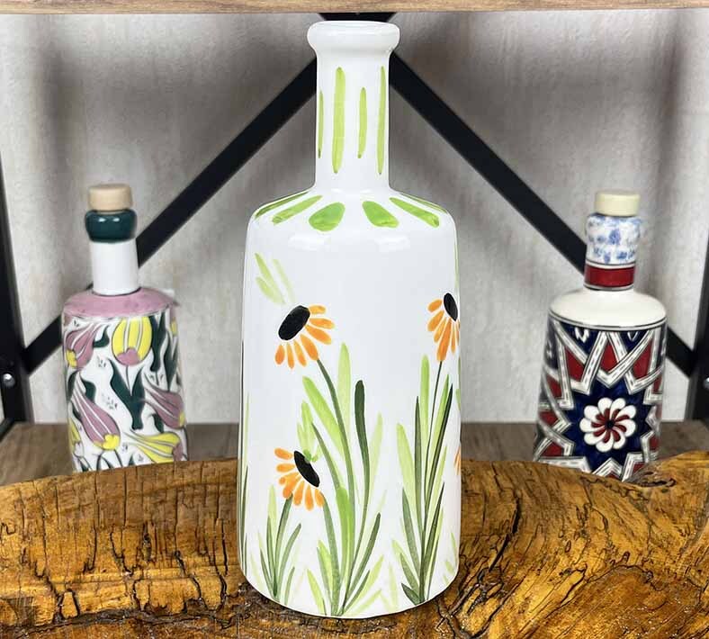 Ayçiçeği Desenli El İşi Zeytinyağı Şişesi 550 ml - 2